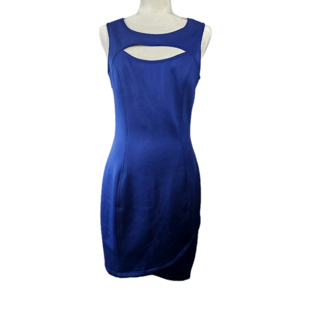 GUESS‎ Womens Cut-Out Sheath Dress Royal Blue Size 10 Sleeveless Party READ